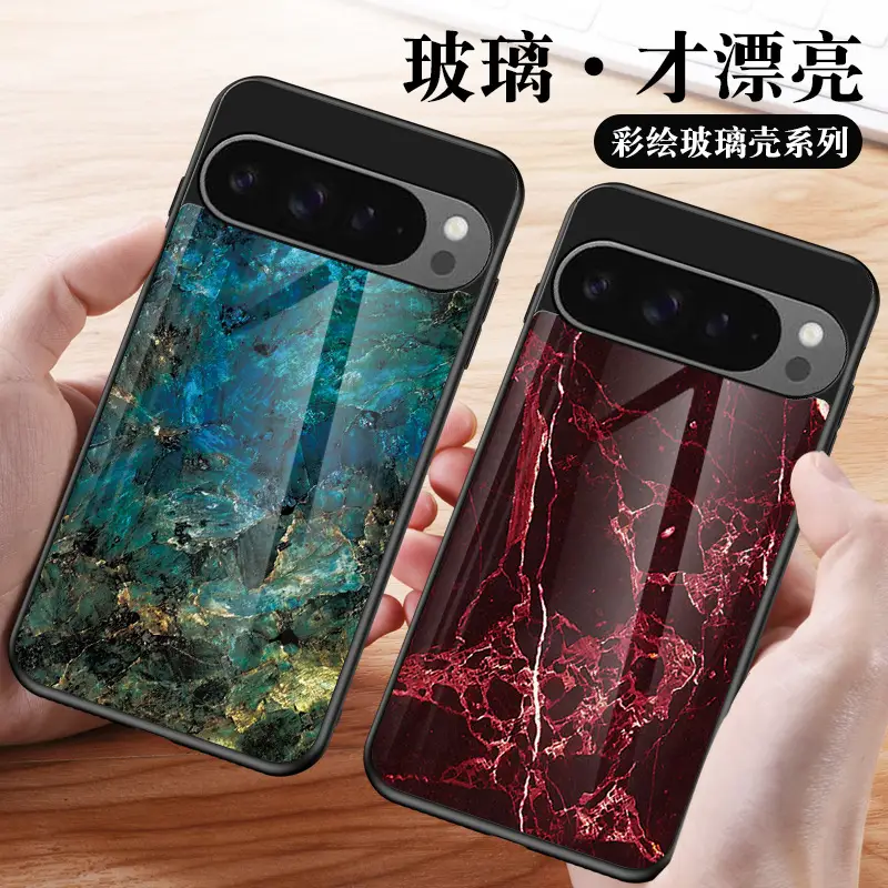 Marble Glass Pixel Phone Case Black Red - Image 11