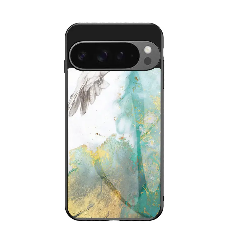 Marble Glass Pixel Phone Case Black Red - Image 2