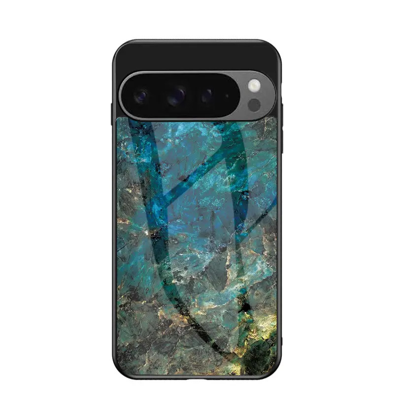 Marble Glass Pixel Phone Case Black Red - Image 3