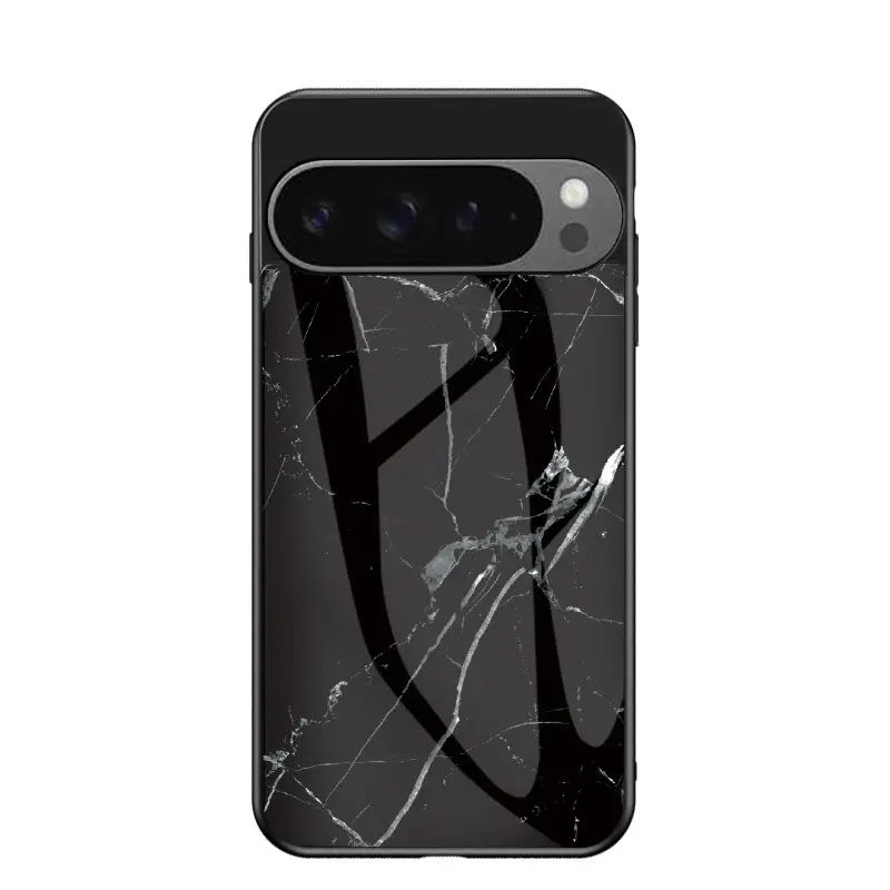 Marble Glass Pixel Phone Case Black Red - Image 4