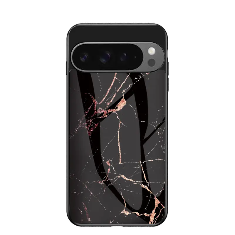Marble Glass Pixel Phone Case Black Red - Image 5
