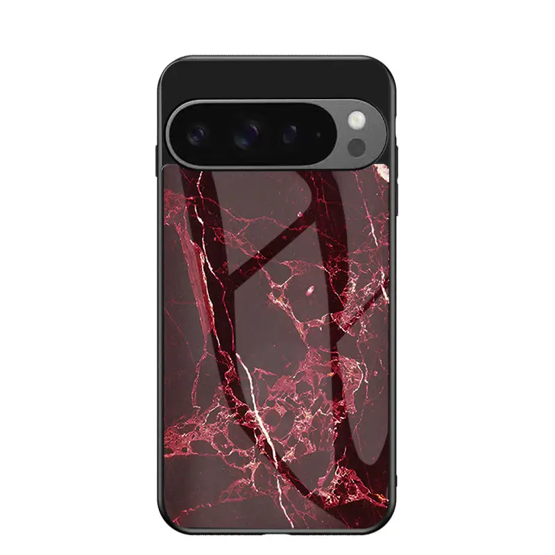 Marble Glass Pixel Phone Case Black Red - Image 6