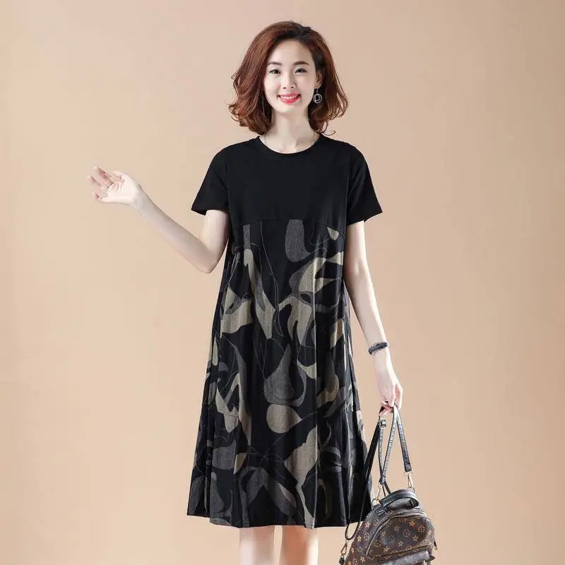 Women Camouflage Printed Mid-Length Dress Large 2021 Summer - Image 3