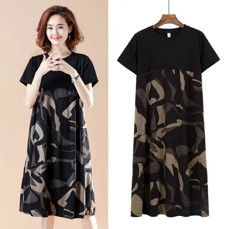 Women Camouflage Printed Mid-Length Dress Large 2021 Summer - Image 5