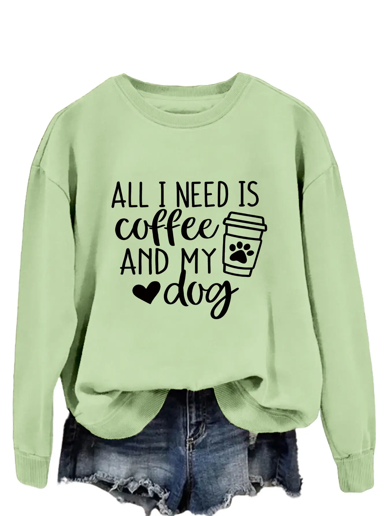 Green Printed Long Sleeve Pullover for Women - Image 12