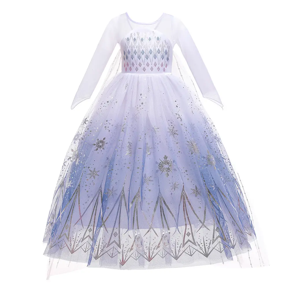 Frozen 2 Anna Elsa Elsa dress Snowflake Print Girls Dress Princess Dress Christmas Performance Dress