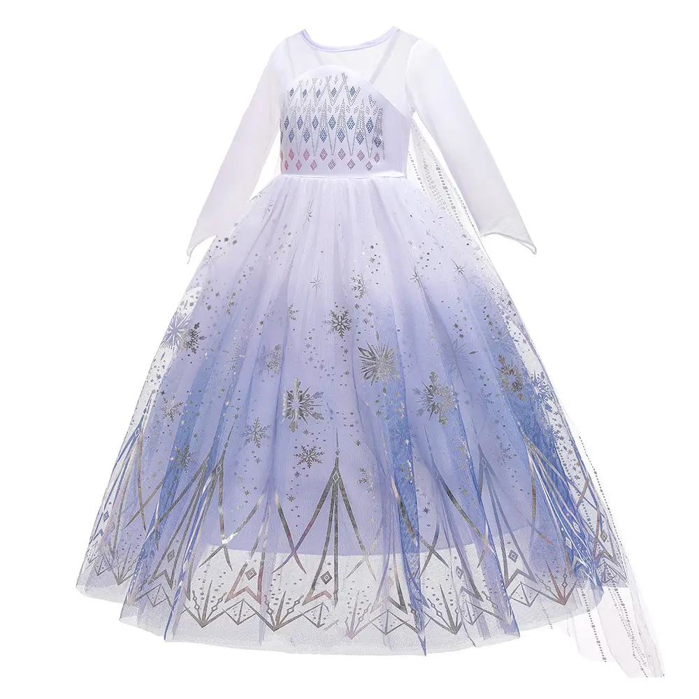 Frozen 2 Anna Elsa Elsa dress Snowflake Print Girls Dress Princess Dress Christmas Performance Dress