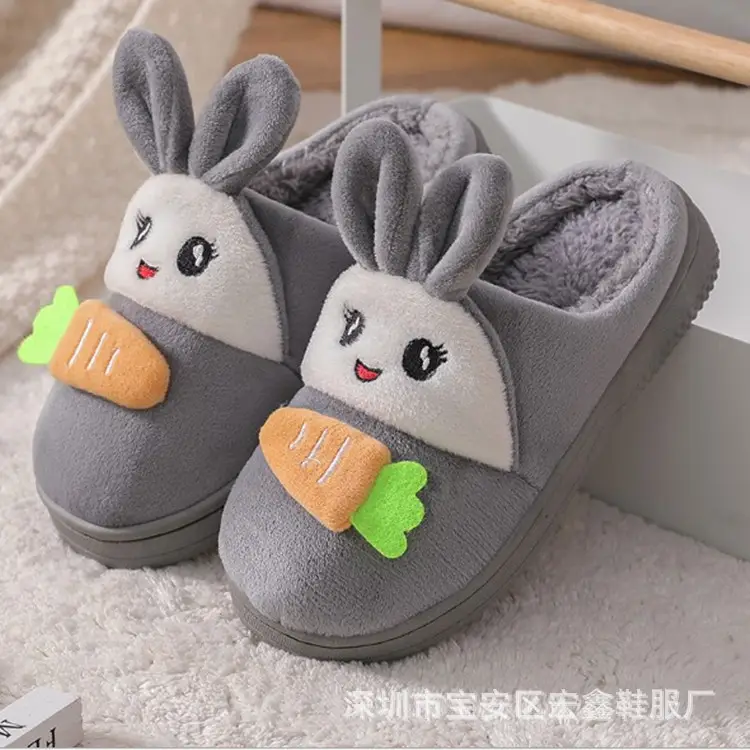Wholesale Internet Celebrant Children's Mao Mao Slippers Boys Home Indoor Non-slip Foot Wrapping Cute Warm Cotton Slippers Girls' Shoes