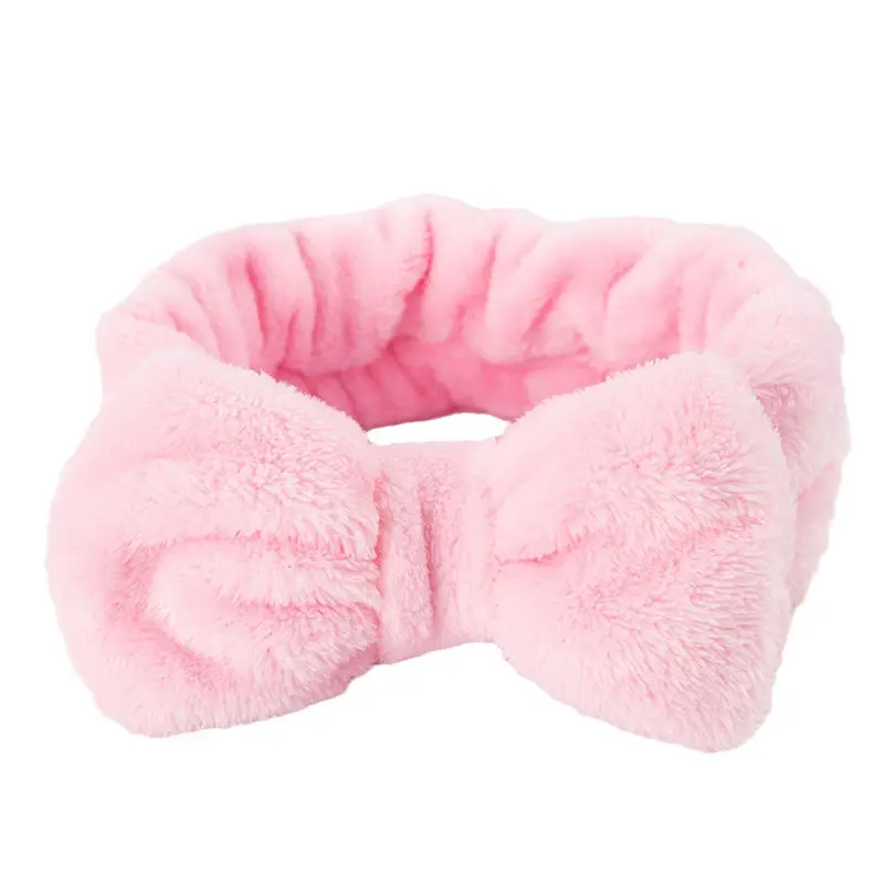 Coral Velvet Korean Bow Face Wash Headband Women
