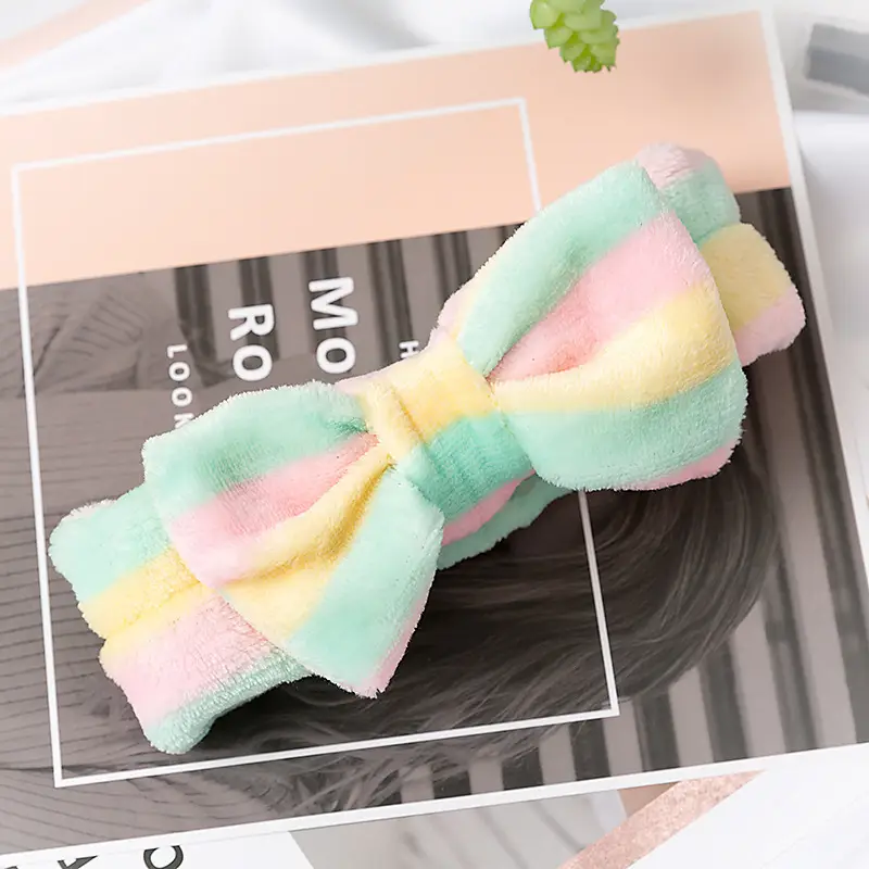 Coral Velvet Korean Bow Face Wash Headband Women