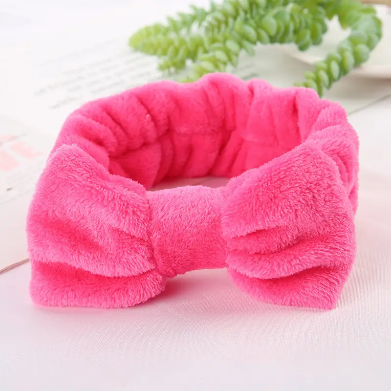 Coral Velvet Korean Bow Face Wash Headband Women