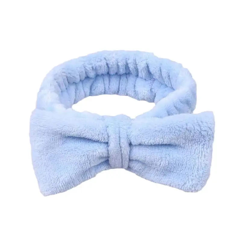 Coral Velvet Korean Bow Face Wash Headband Women