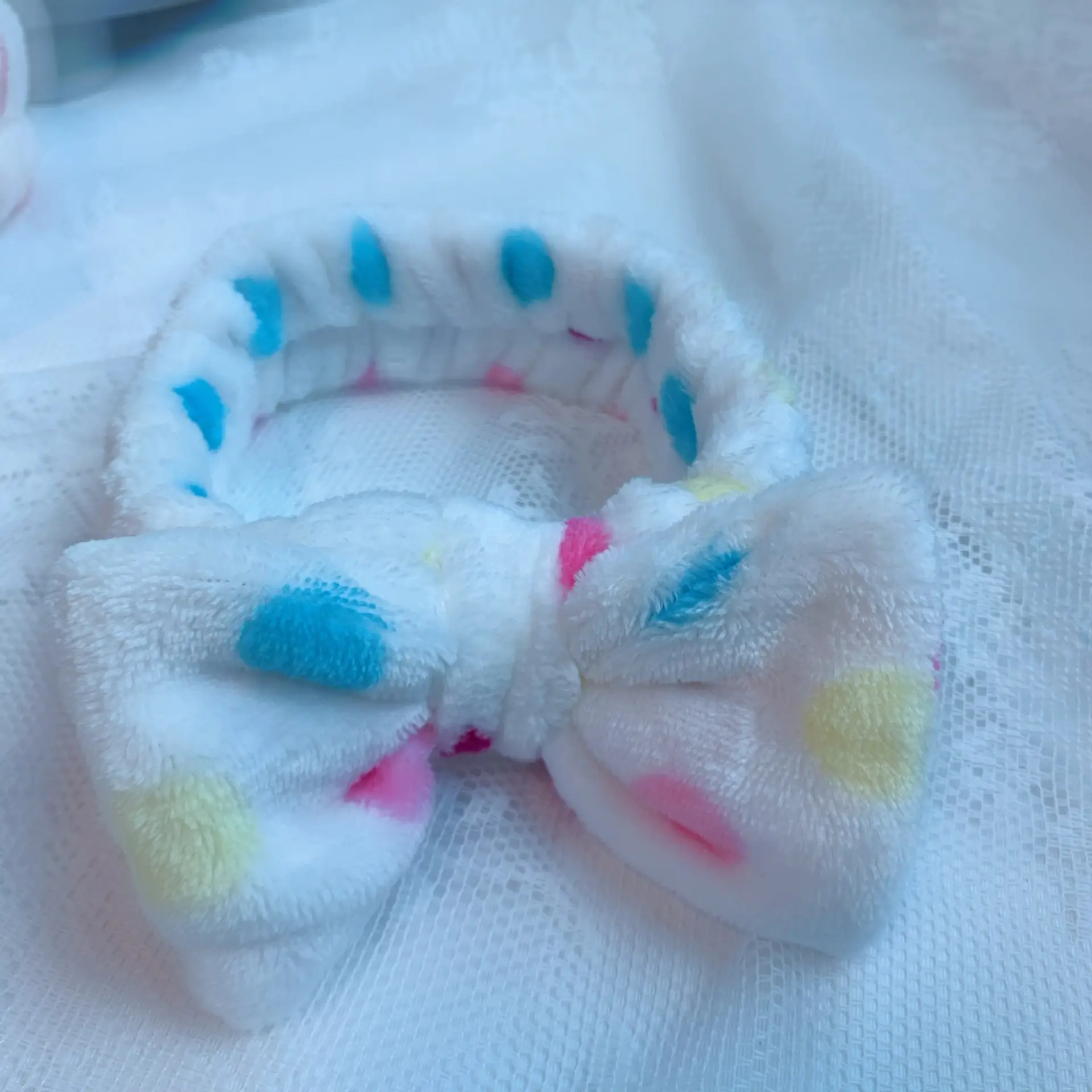 Coral Velvet Korean Bow Face Wash Headband Women