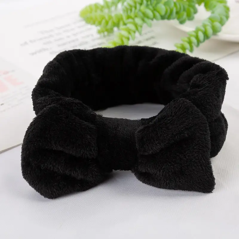 Coral Velvet Korean Bow Face Wash Headband Women