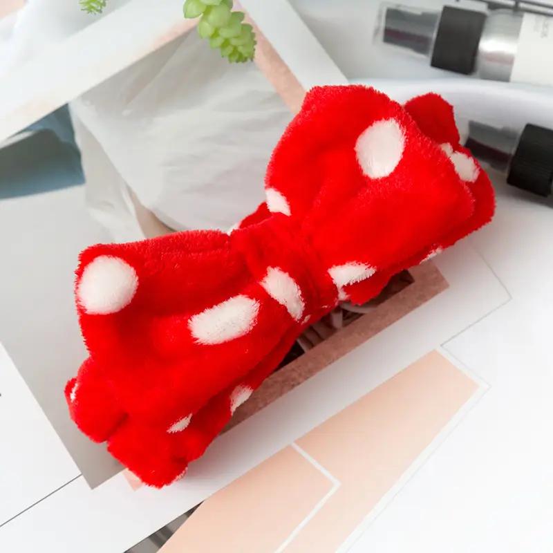 Coral Velvet Korean Bow Face Wash Headband Women