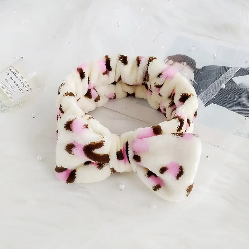Coral Velvet Korean Bow Face Wash Headband Women