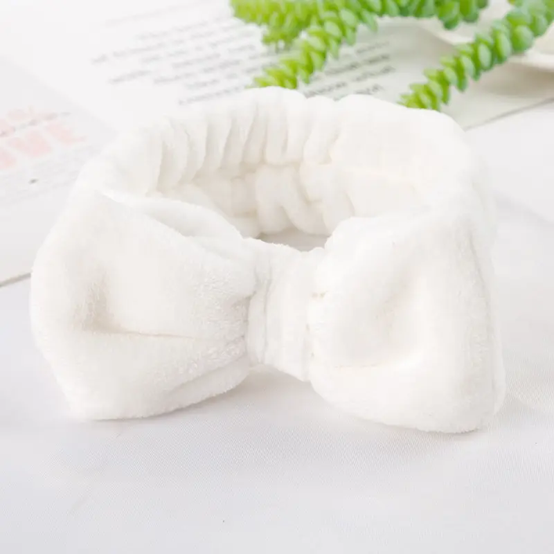 Coral Velvet Korean Bow Face Wash Headband Women