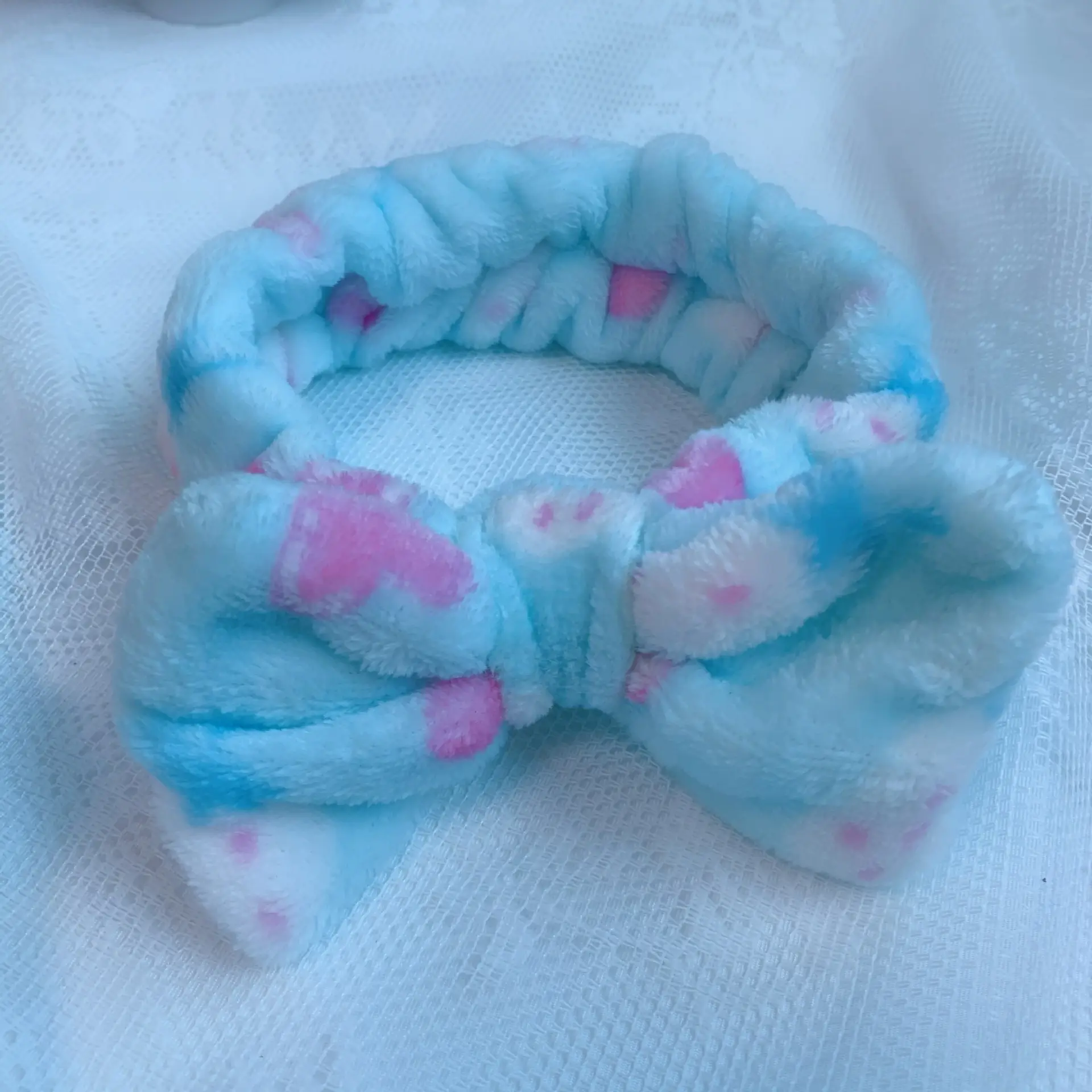 Coral Velvet Korean Bow Face Wash Headband Women