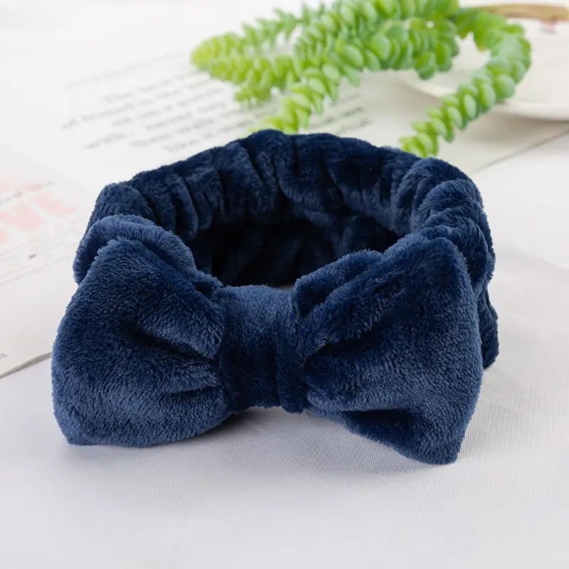Coral Velvet Korean Bow Face Wash Headband Women