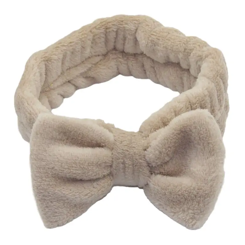 Coral Velvet Korean Bow Face Wash Headband Women