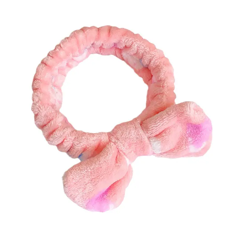 Coral Velvet Korean Bow Face Wash Headband Women