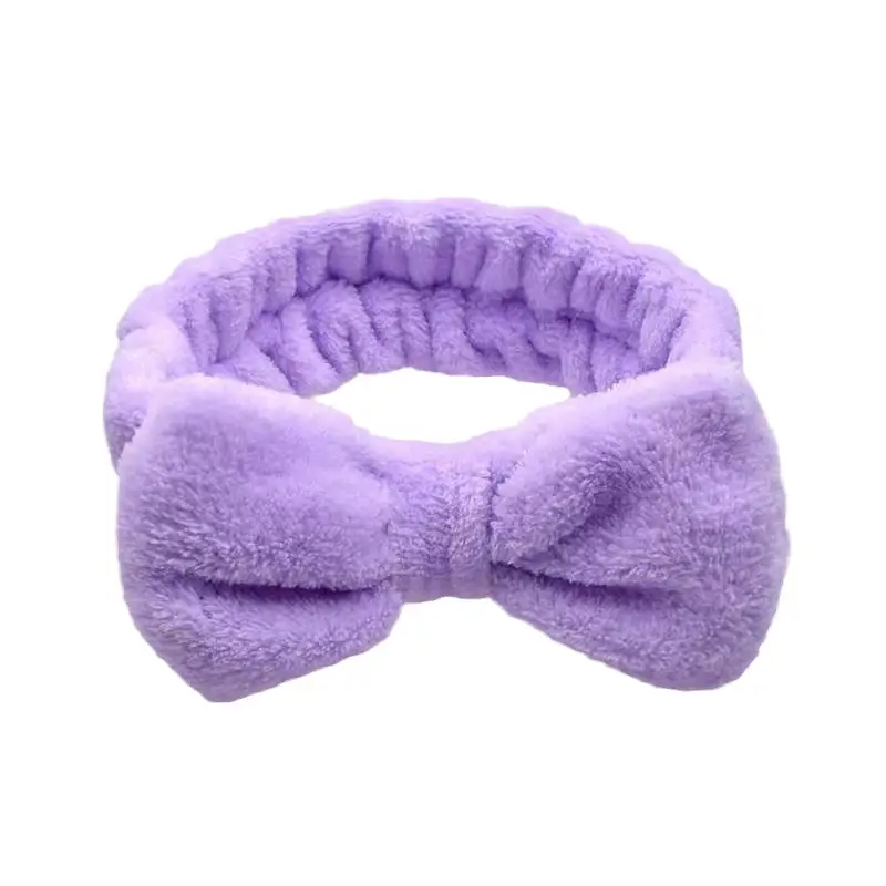 Coral Velvet Korean Bow Face Wash Headband Women