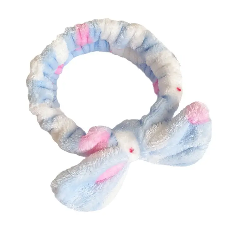 Coral Velvet Korean Bow Face Wash Headband Women