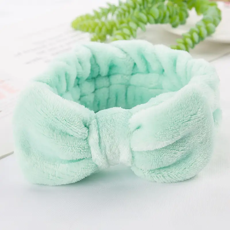 Coral Velvet Korean Bow Face Wash Headband Women