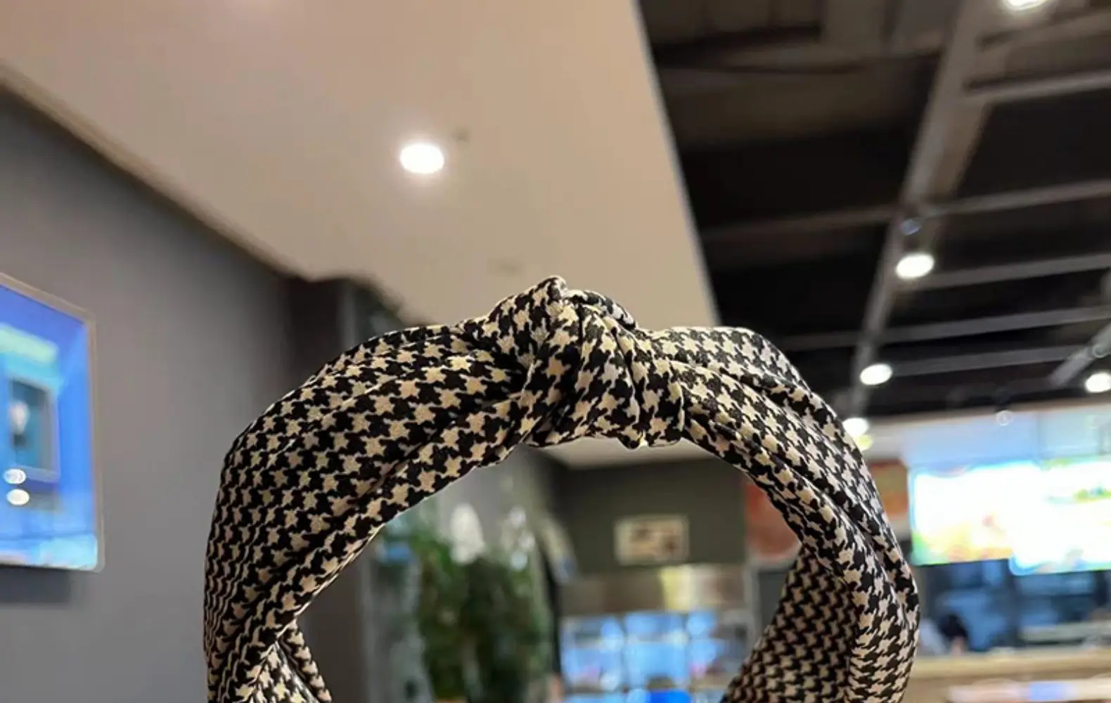 Korean Style Houndstooth Hairband Cashew Flower Wide Cross Knot — feature 14