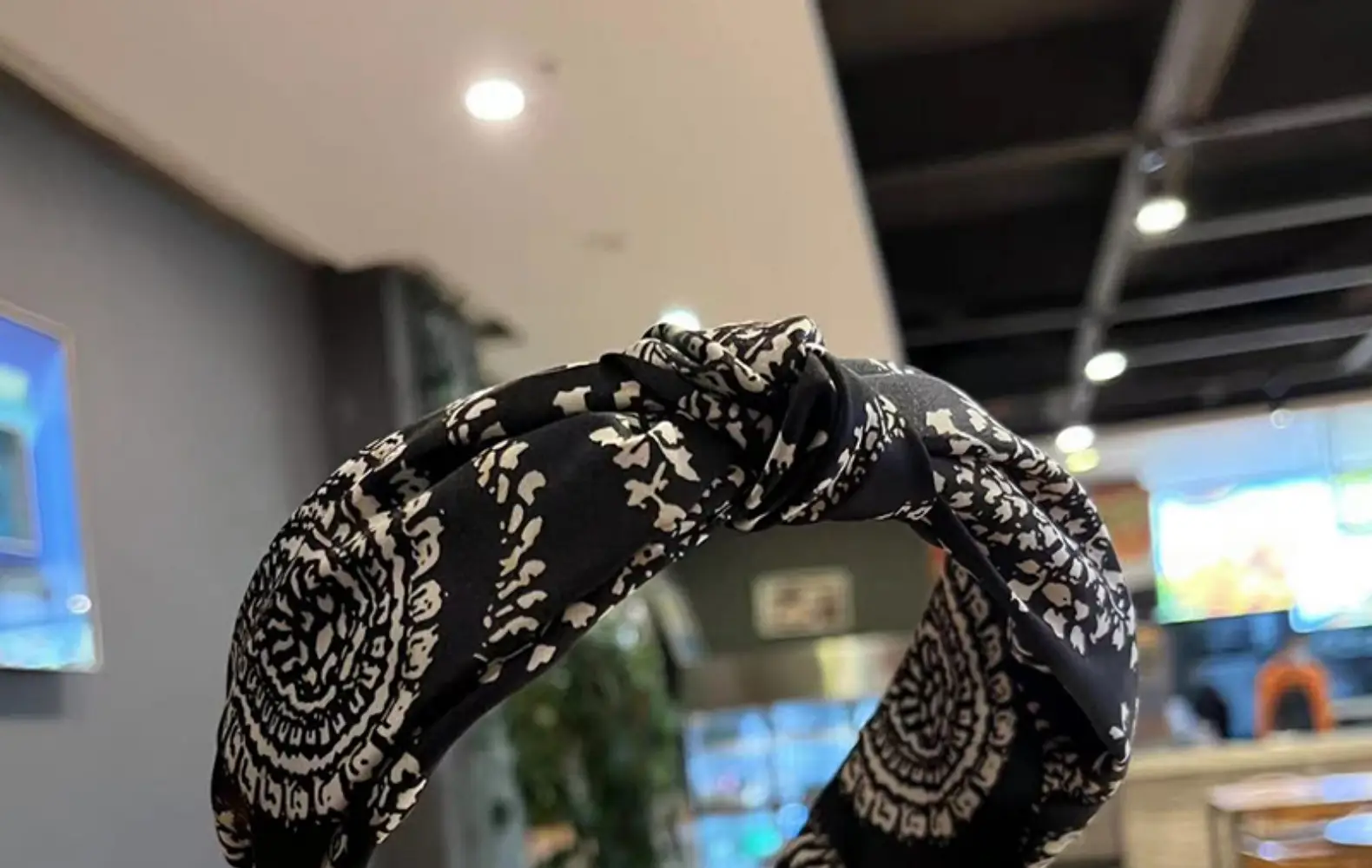 Korean Style Houndstooth Hairband Cashew Flower Wide Cross Knot — feature 16