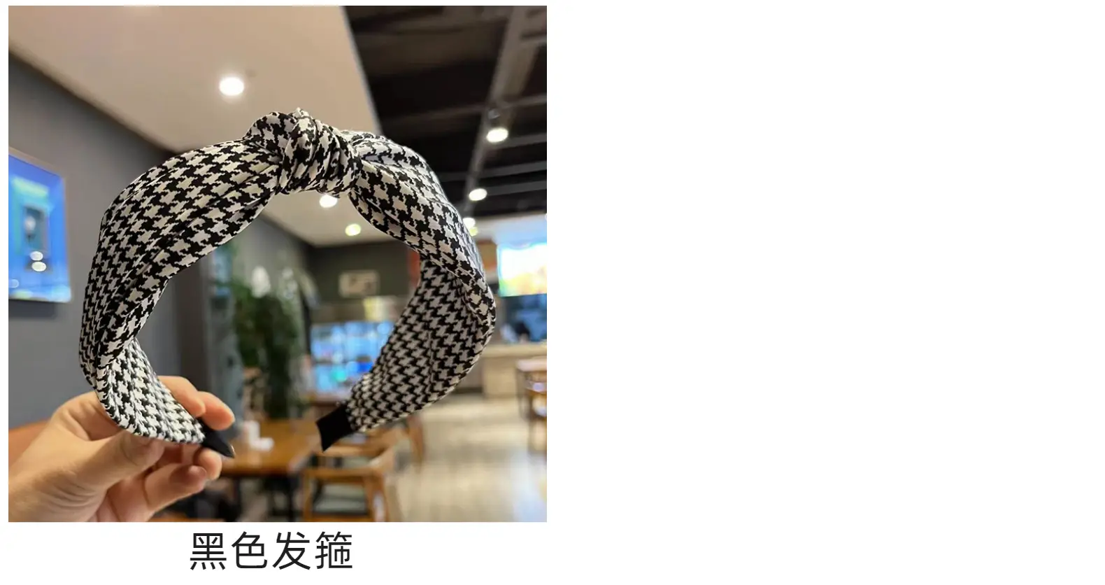 Korean Style Houndstooth Hairband Cashew Flower Wide Cross Knot — feature 7