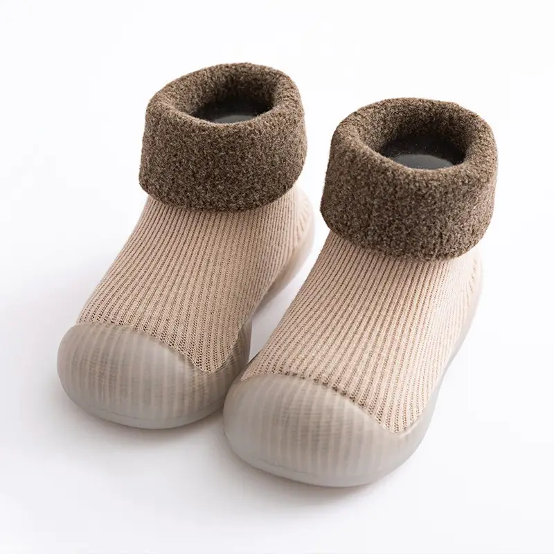 Baby Teddy Bear Non-Slip Socks Beige Striped - Image 9