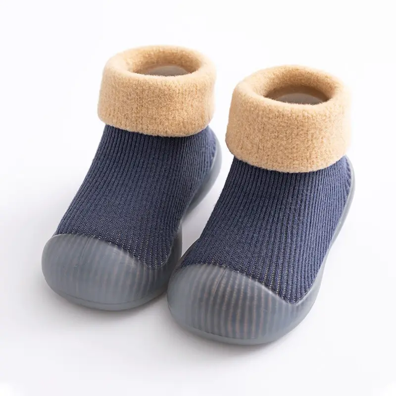 Baby Teddy Bear Non-Slip Socks Beige Striped - Image 12