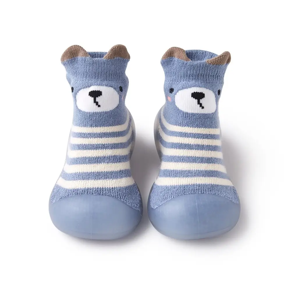 Baby Teddy Bear Non-Slip Socks Beige Striped - Image 17