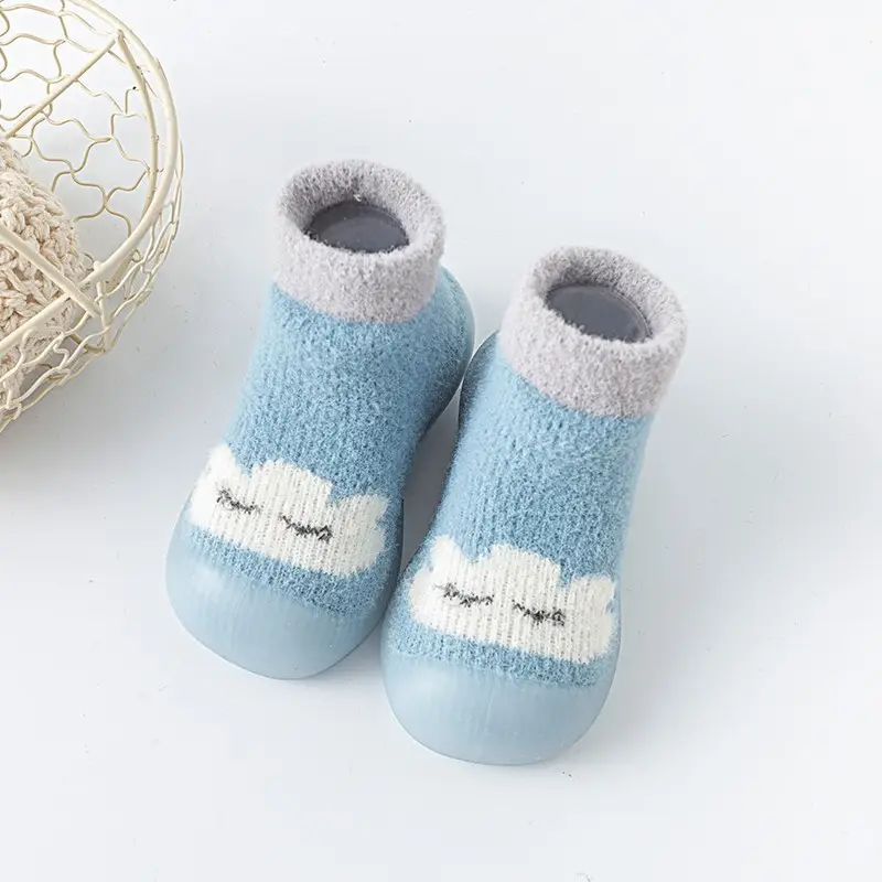 Baby Teddy Bear Non-Slip Socks Beige Striped - Image 2