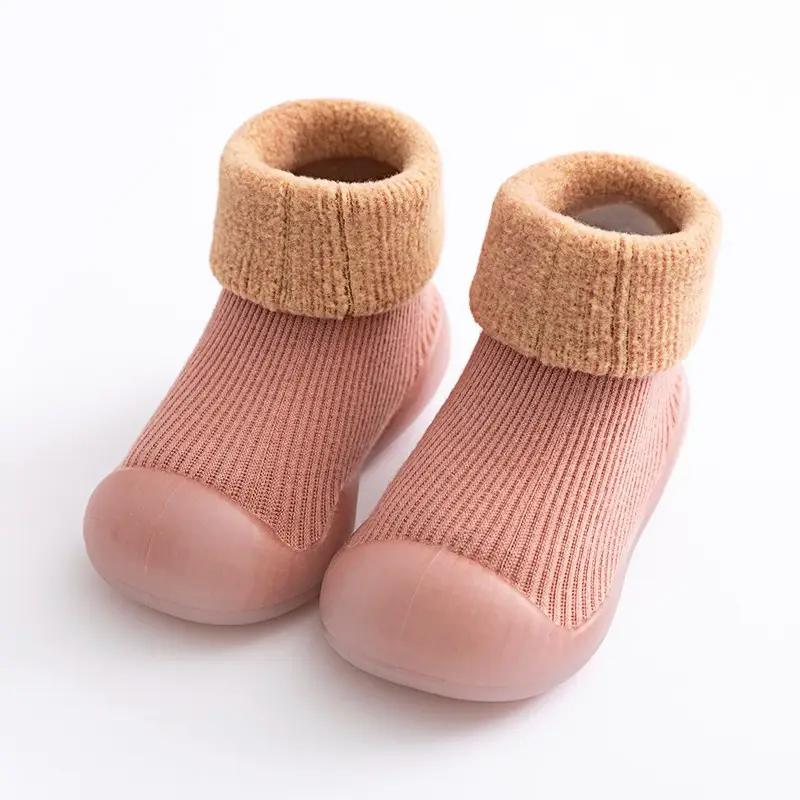 Baby Teddy Bear Non-Slip Socks Beige Striped - Image 6