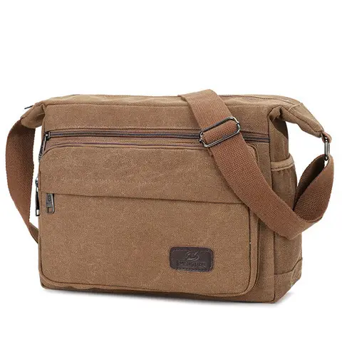 Men's Canvas Shoulder Bag Waterproof Crossbody Travel Bag