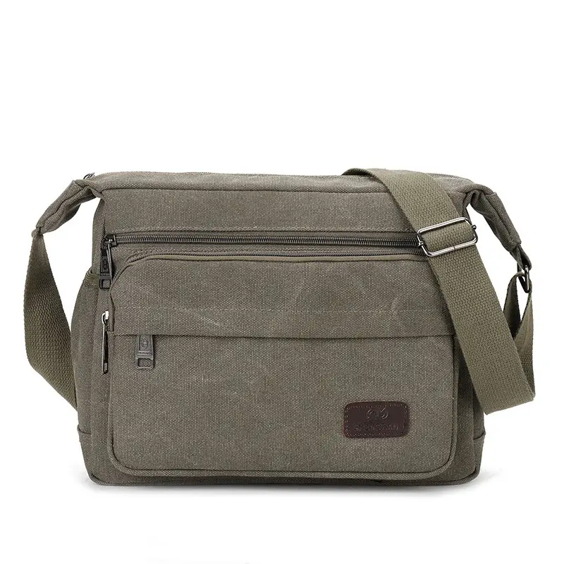 Men's Canvas Shoulder Bag Waterproof Crossbody Travel Bag