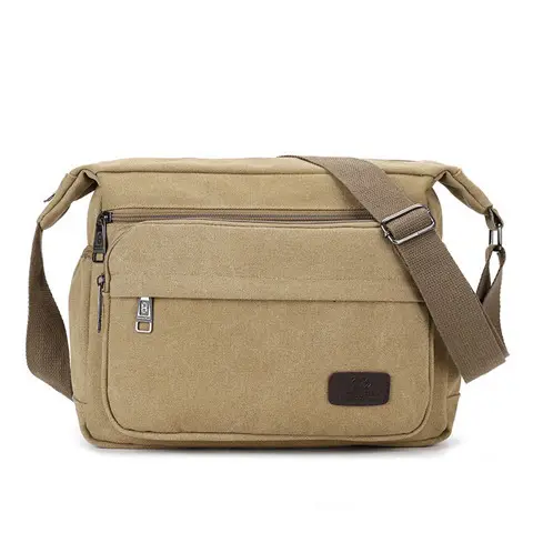 Men's Canvas Shoulder Bag Waterproof Crossbody Travel Bag