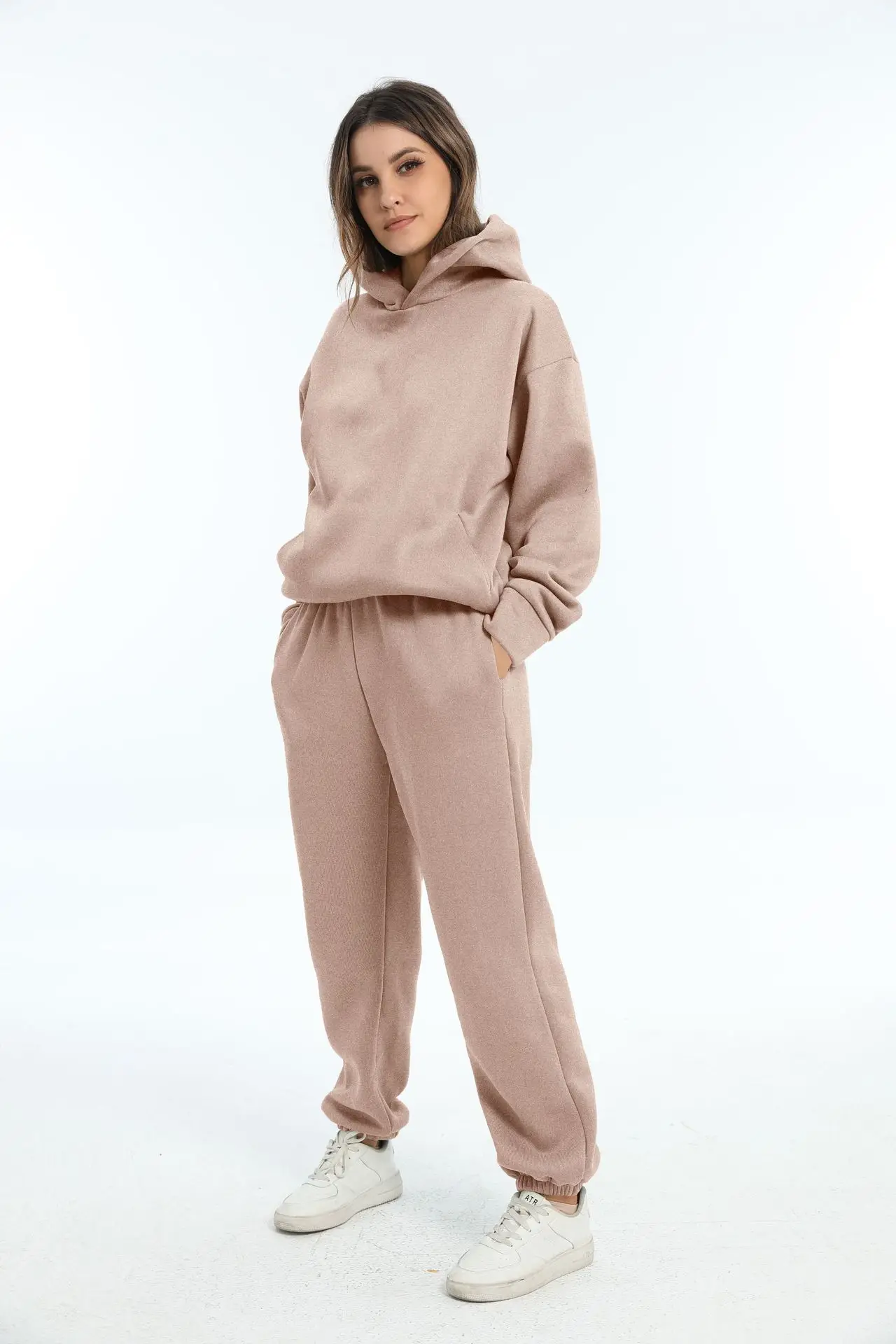 Women's White Hoodie Pants Set Winter Casual Two-Piece - Image 13