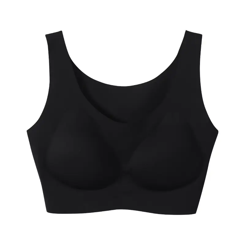 Shimi Traceless Vest Latex Bra Gloss One-piece Sleeping Comfortable Breathable Sports Large Size Underwear for Women