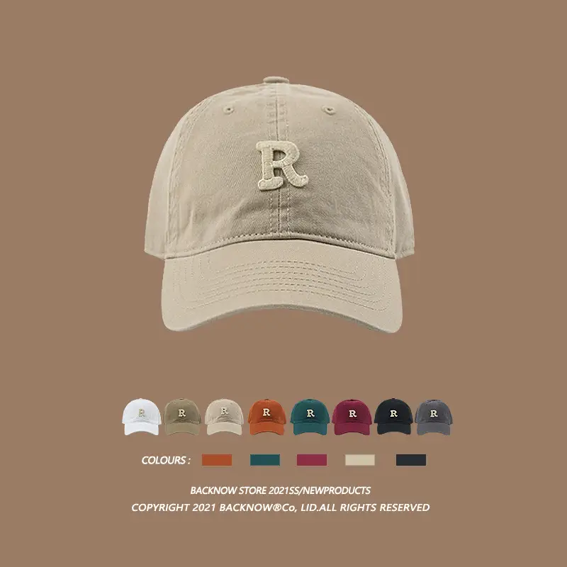 2025 R Letter Pure Cotton Baseball Caps K-Style Men Women Summer Sunshade - Image 22