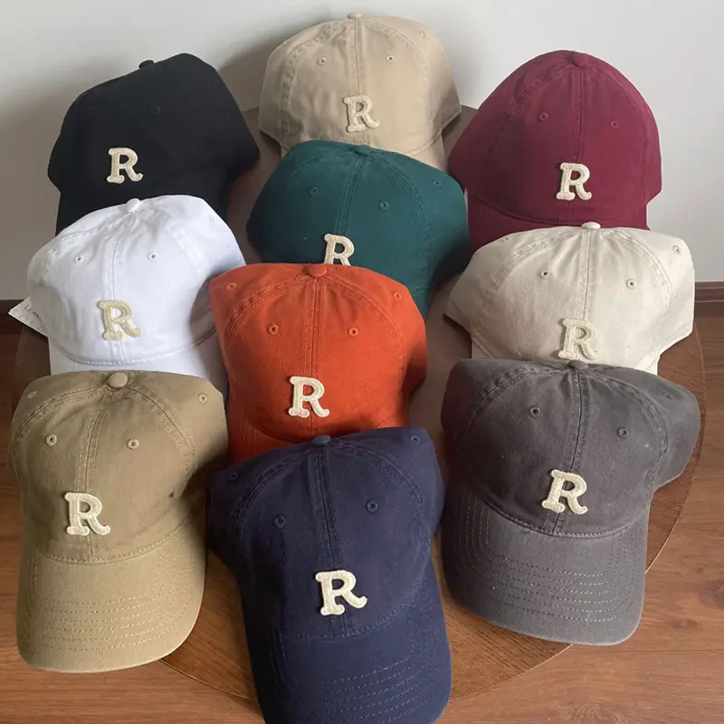 2025 R Letter Pure Cotton Baseball Caps K-Style Men Women Summer Sunshade - Image 24