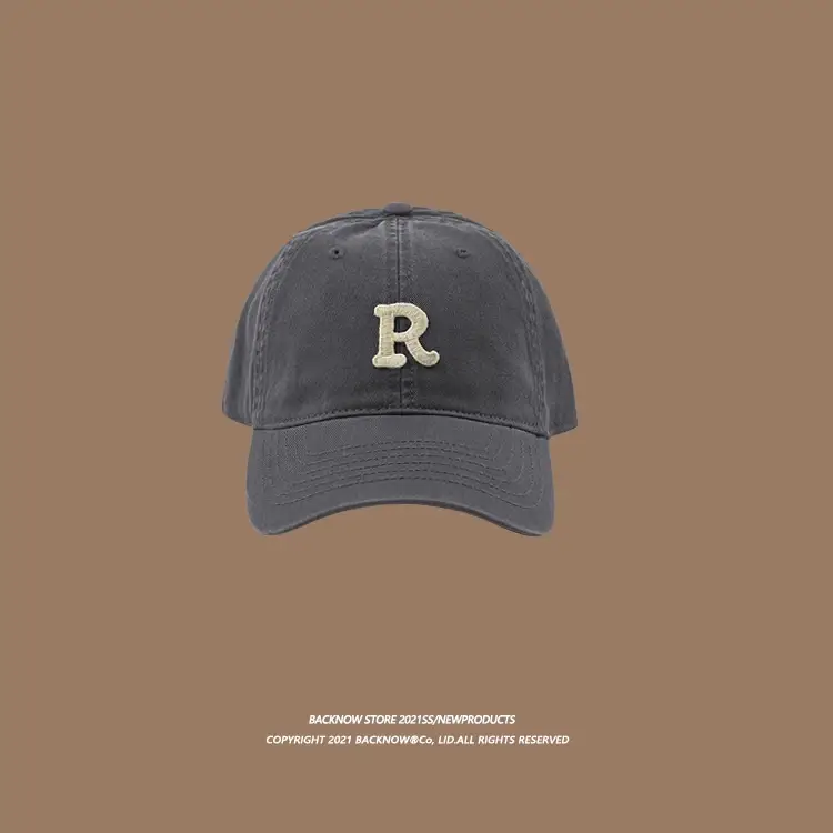 2025 R Letter Pure Cotton Baseball Caps K-Style Men Women Summer Sunshade — feature 27
