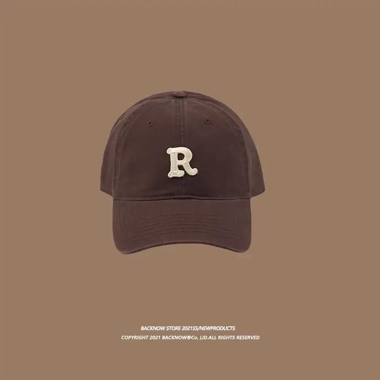 2025 R Letter Pure Cotton Baseball Caps K-Style Men Women Summer Sunshade — feature 38