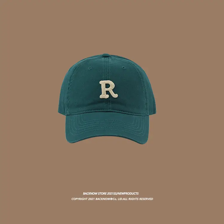2025 R Letter Pure Cotton Baseball Caps K-Style Men Women Summer Sunshade - Image 10