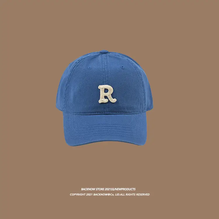 2025 R Letter Pure Cotton Baseball Caps K-Style Men Women Summer Sunshade - Image 12