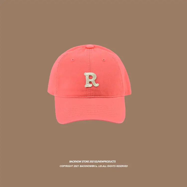2025 R Letter Pure Cotton Baseball Caps K-Style Men Women Summer Sunshade - Image 13