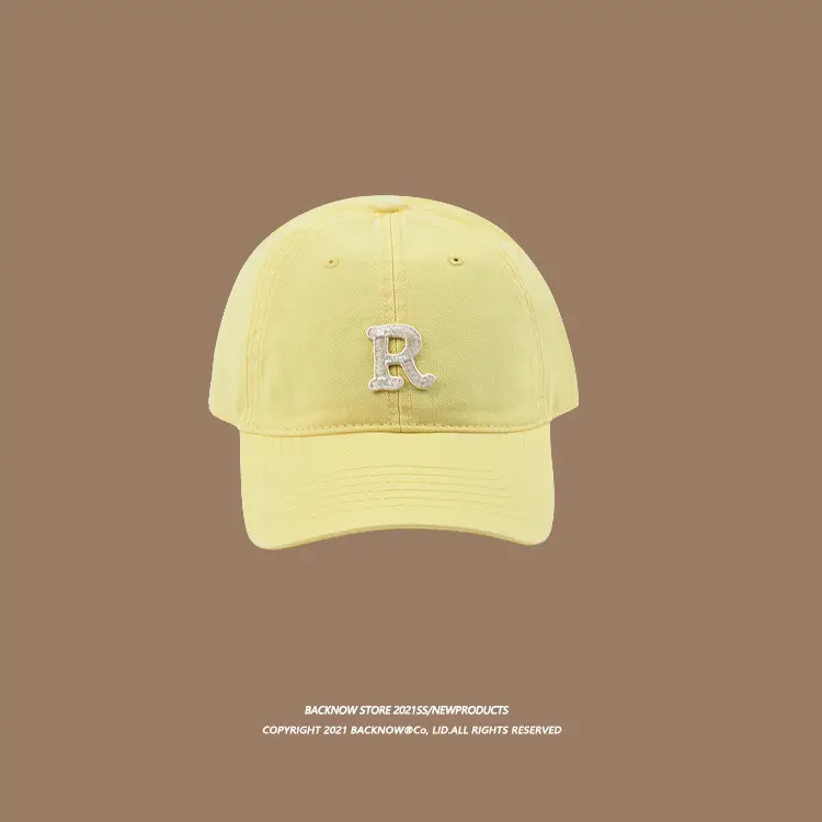 2025 R Letter Pure Cotton Baseball Caps K-Style Men Women Summer Sunshade - Image 14