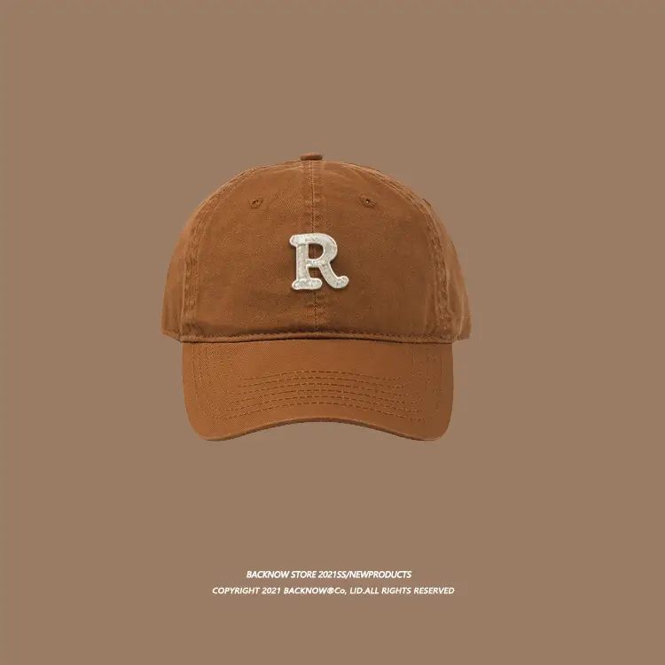 2025 R Letter Pure Cotton Baseball Caps K-Style Men Women Summer Sunshade - Image 15